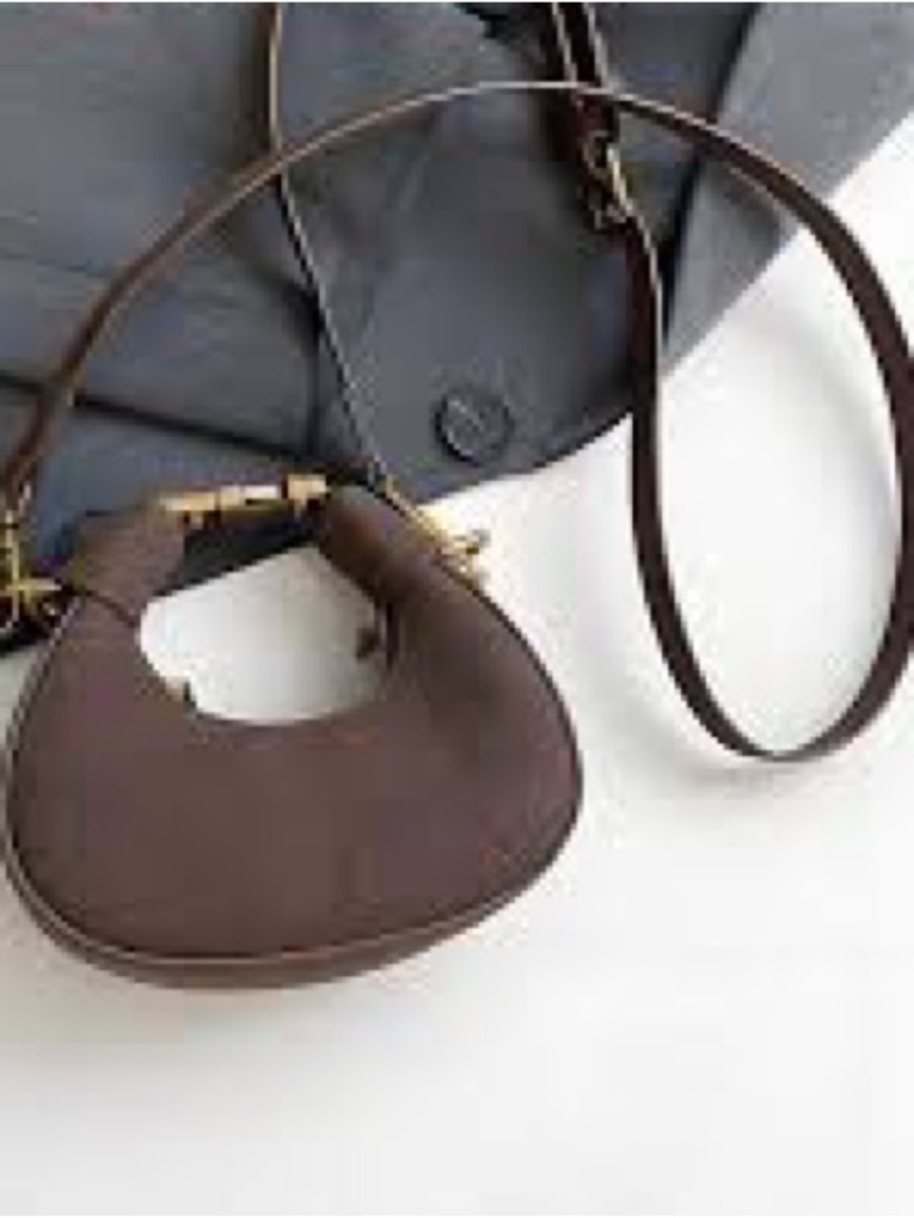 Burgundy- Brown Crossbody Bag with Gold Hardware 2 way Mini Bag Curve Shape